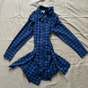 Steve Madden Blue and Black Plaid long sleeve dress